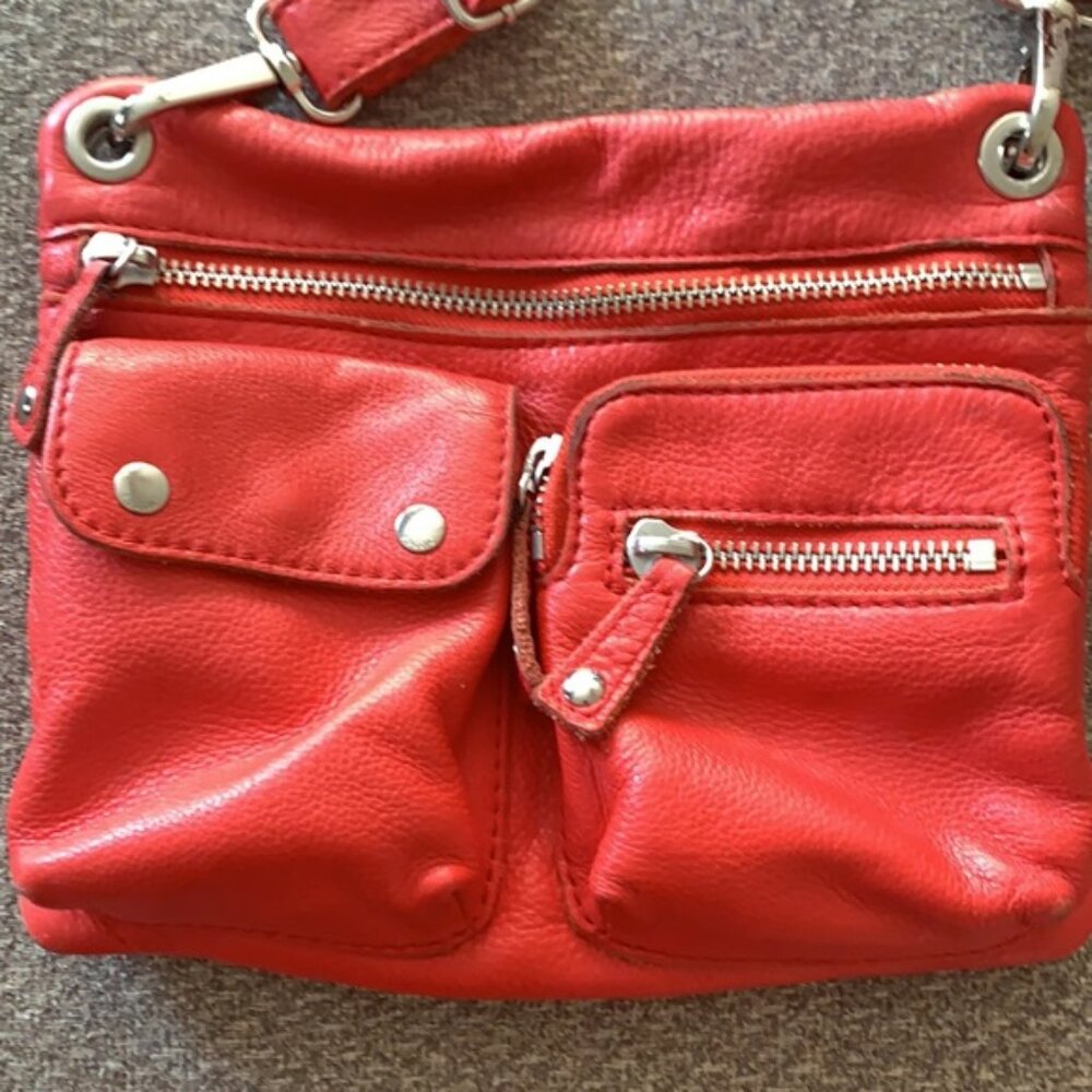 Vintage LEATHER | Cross Body | Travel | Bag | BRASS GROMMETS | Fossil | Poppy - Picture 2 of 5